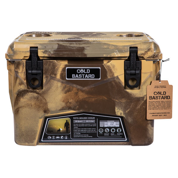 RUGGED+ 20QT CAMO Camel Cold Bastard Coolers